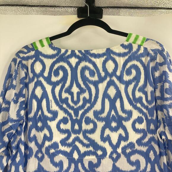 Gretchen Scott Designs Arabesque Tunic Top Blue Green Artsy Coastal Large Cotton - Picture 5 of 13
